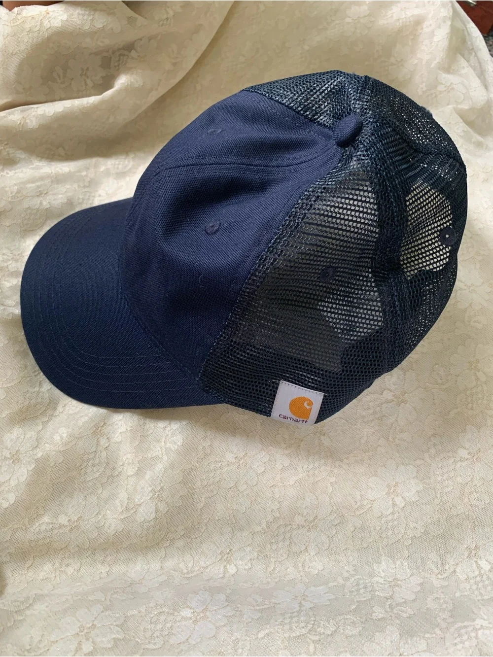 Carhartt Hat Cap Trucker Men One Size Navy Blue Mesh Back Canvas Adjustable Work